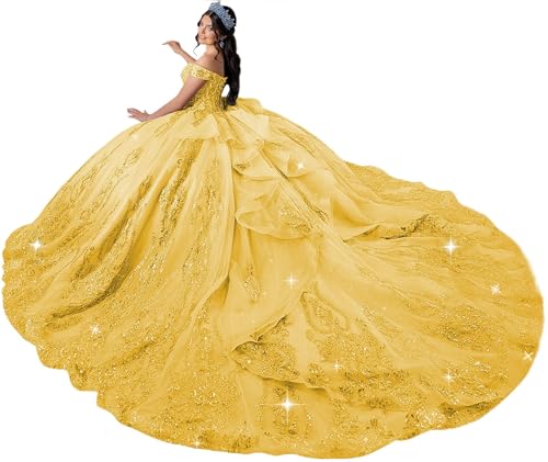 Zhangyo Sweet 16 Yellow Quinceanera Dresses Tulle Ball Gown Plus Size 20
