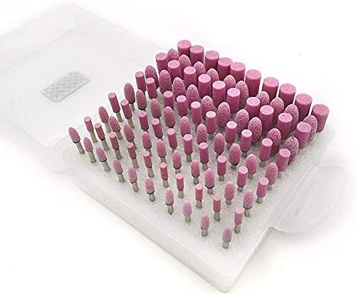 Luo ke 100 pcs Abrasive Stone Points Electric Grinding Dremel Accessories Polishing Grinding Head Wheel Tool Kit for Dremel Rotary Tool (Red)