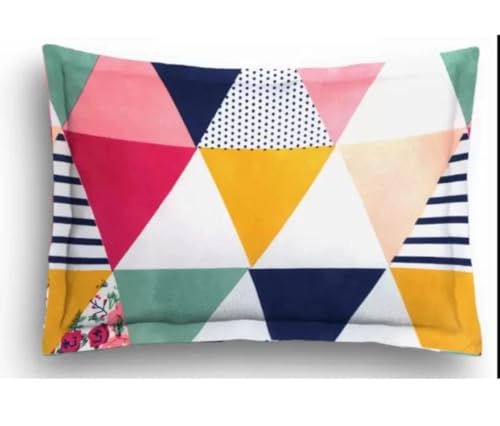 Image of HOUSE FOX Zipper Cotton Pillow Covers /Cases /Protectors (NOT Pillow) Set of 2 Pair Or 4 Pcs,Size -18x28inch with Zip /Chain (WhiteMulti, Standard)