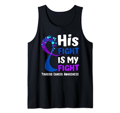 Lucha familiar con cinta azul y púrpura para concienciación sobre el cáncer de tiroides Camiseta sin Mangas