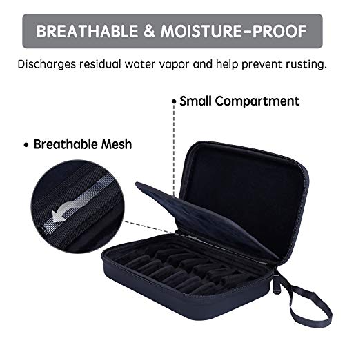 Focusound Harmonica Case, PU Leather Zippered Carry Case with Soft Mesh, Special Slots for 7 Harmonicas, Black