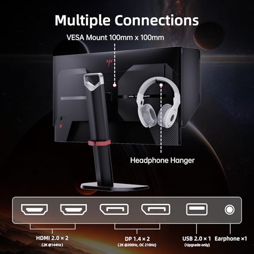 undefined KTC 27 Inch Gaming Monitor 27M1, 1440p 200Hz Computer Monitor with Built-in Sperkers, Up to 210Hz, 2K QHD Fast IPS, Adaptive Sync, 130% sRGB, ΔE＜2, Height Adjustable Monitors with Shielding Hood の商品画像 6