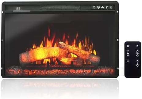 26 Inches Electric Fireplace Inserts, 1500W Wall Recessed with Remote Control, Timer, 6 Brightness and 5 Speeds, Overheating Protection, Fireplace Heater for Indoor Use - Thumbnail 3