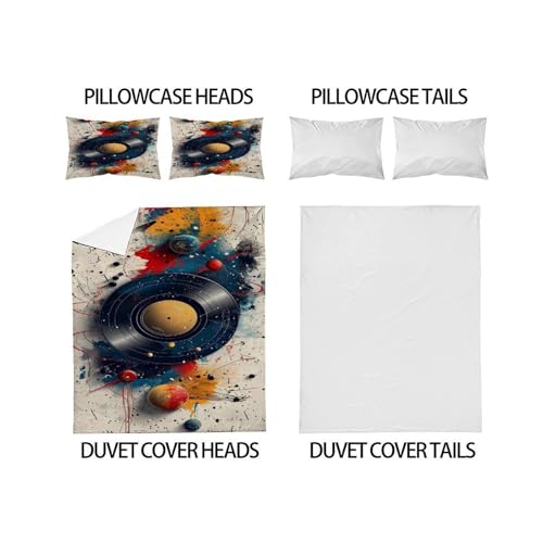 Housse de couette 3 pièces vinyle parure lit double microfibre thématique - 4