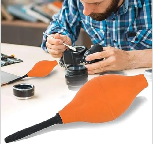 Image of Rubber Air Blower Dust Cleaner, Orange, Smooth Rubber, Easy to Press, for Camera, Keyboard, and Electronics