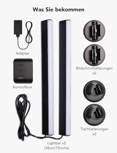 Govee RGBIC LED Lightbar, podświetlenie telewizora do 45-70 cali, 3 opcje umieszczania, współpracuje z Alexa i Google Assistant, sterowanie za pomocą aplikacji, kolor czarny