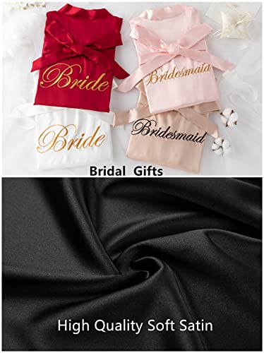 Image of Super Shopping-zone Women's Pure Bride Robes Embroidery Bridesmaid Robes Bridal Party Kimono Robe Wedding Sleepwear