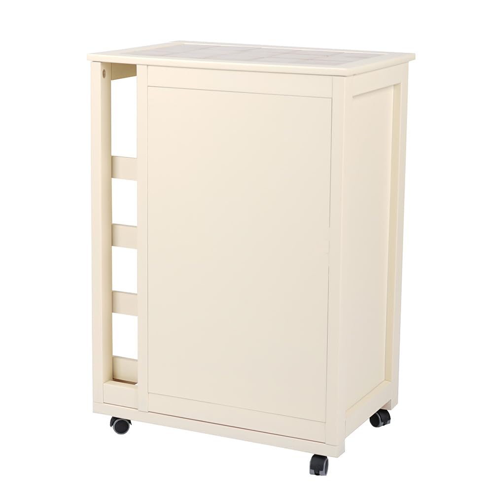 LIBEROSHOPPING.EU - LA Tua CASA in Un Click Carrello mobiletto da Cucina con Ruote Ante a ribalta e portabottiglie Laterale Legno (Avorio)