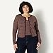 Amazon Essentials Women's Slim-Fit Ribbed Cardigan & Cami Set with Removable Straps, Burgundy Brown Stripe, Small