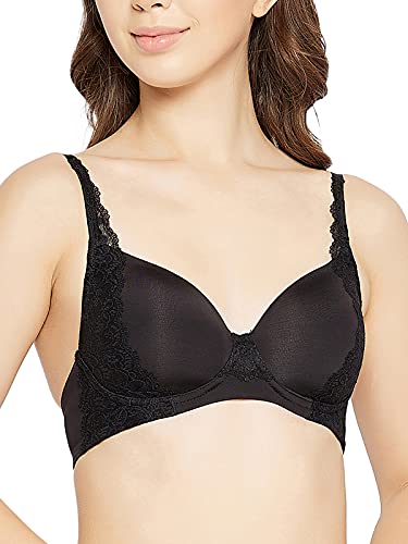 Image of Clovia Women's Cotton Padded Non-Wired Full Cup T-Shirt Bra-Black