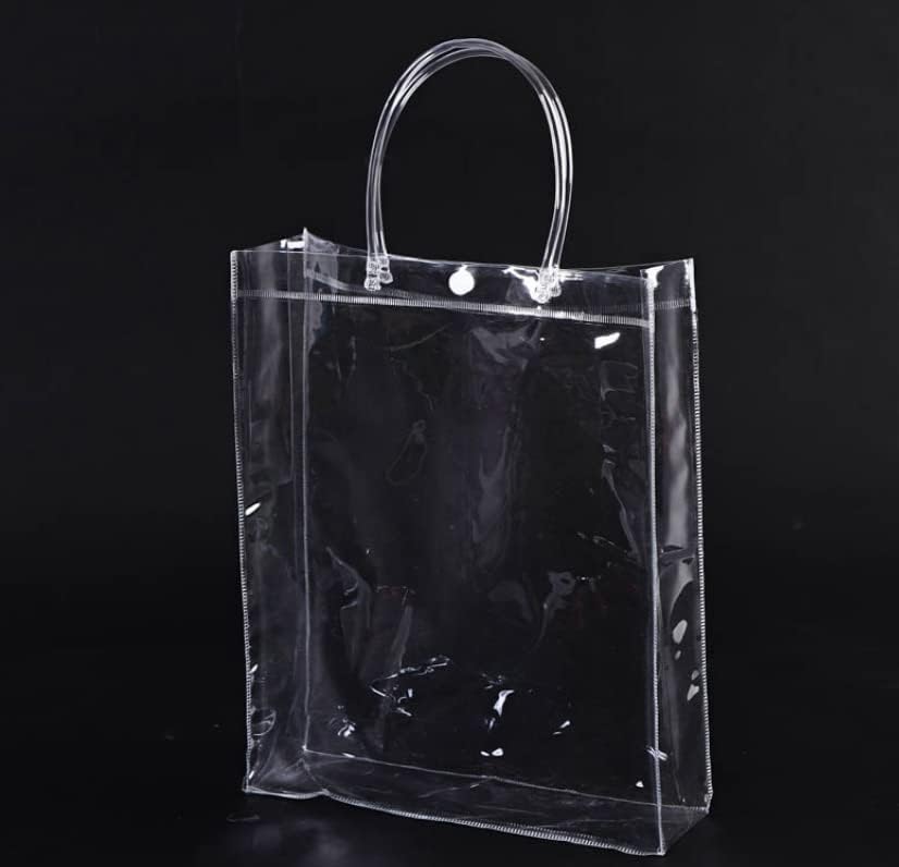 Miniatura 9 de Rikyo 10 bolsas de regalo transparentes, bolsas de regalo de plástico con asa y botón, bolsa de regalo de PVC transparente reutilizable para regalos