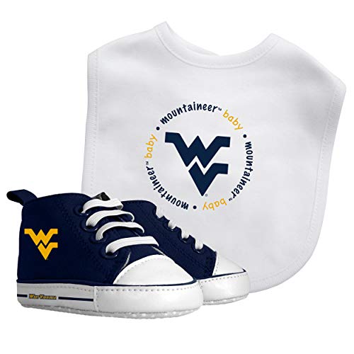 Baby Fanatic NCAA Legacy Infant Gift Set, West Virginia Mountaineers, 2Piece Set (Bib & PRE-Walkers)