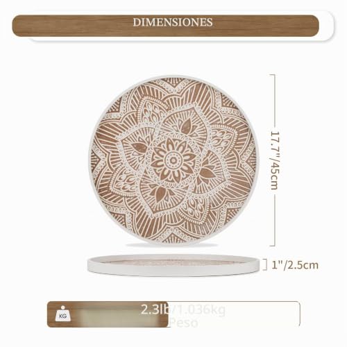 Bandeja decorativa redonda grande de madera Hanobe rústica para cocina 6