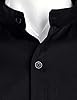 PARKLEES Men's Slim Fit Long Sleeve Button Up Casual Band Collar Shirts Black XL #2