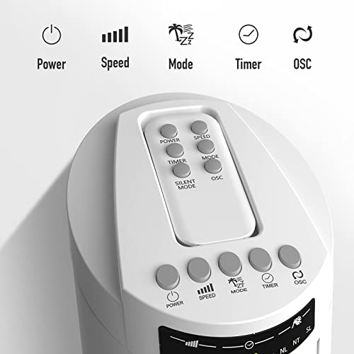 Chrun 30" Oscillating Tower Fan With Remote, 70° Oscillating Fan With 3 Speeds, 7.5 Timer And Portable Floor Bladeless Fan For Bedroom And Home Office Use, White #TOP1