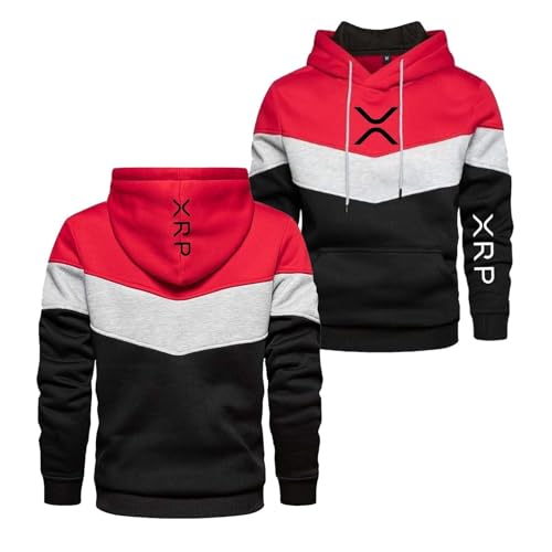 MGTERN Chaqueta con capucha cremallera hombre Para X.RP, Tejido suave y cómodo, Comodo per casa, relax e uscite casual, refinados(Red,L)