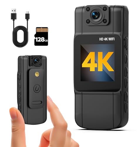 Anweller 4K Body Camera with Audio and Video Recording,128G Mini