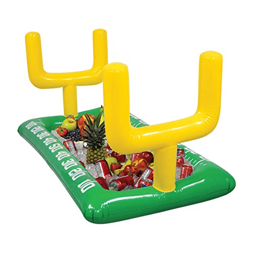 Image of Beistle Inflatable Football Field Buffet Cooler with Goal Posts, 28 inch x 4' 5.75 inch - Food & Drink Cooler, Drink Containers for Parties, Football Party Decorations, Game Day Coolers
