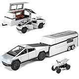 Youngyes Toy Trucks for Kids, Pickup Truck with RV Motorcycle Metal Die-cast Model Car, 1/32 Toy Truck...