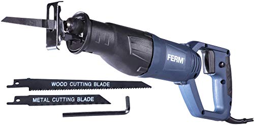 FERM Säbelsäge 710W - Soft Griff - mit 2 Sägeblätter für Holz (130mm-11TPI) und Metall (82mm - 30TPI)