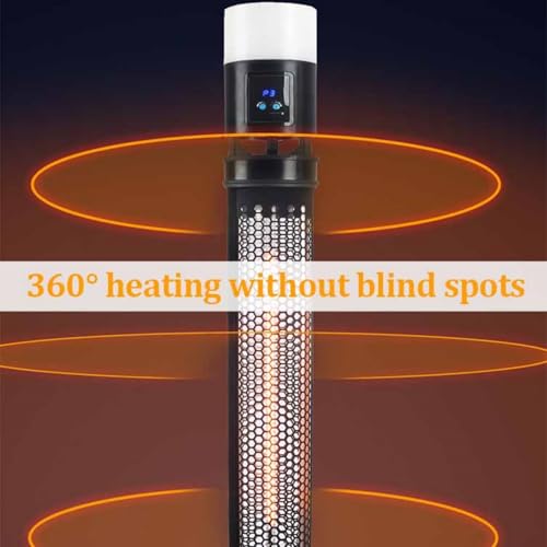 1500W Portable Patio Heater, Electric Garden Standing Heater with Remote Control, 360° All-Round Heating, 3 Levels, Aluminum Garage for Restaurant, Patio, Backyard