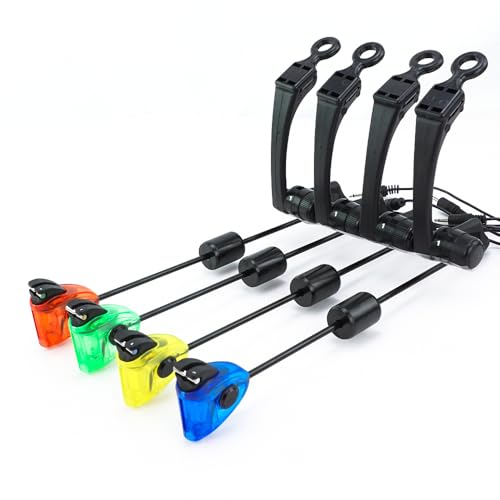 Hirisi Tackle Lot de 4 détecteurs de touche de pêche à la carpe avec lumière LED 2,5 mm