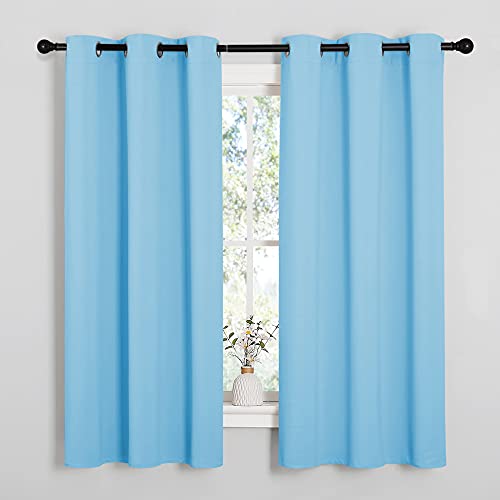 Image of NICETOWN Light Blue Curtains for Nursery, Thermal Insulated Grommet Room Darkning Curtain Panels for Bedroom /Living Room, Privacy Drapes for Classroom(1 Pair, W42 x L63 inches, Blue)