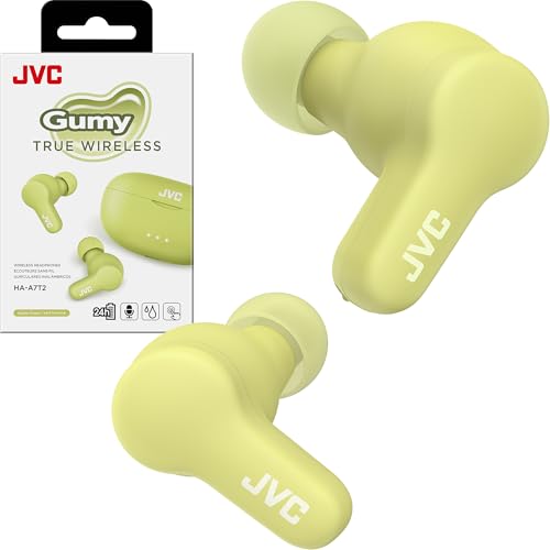 Image of JVC Gumy True Wireless Earbuds, Bluetooth 5.3, Charging Case, 24-Hour Playback, IPX4 Water Resistant, Comfortable Secure Fit with XS /S /M /L Earpieces, Built-in Mic for Calls, iPhone /Android /PC - HAA7T2