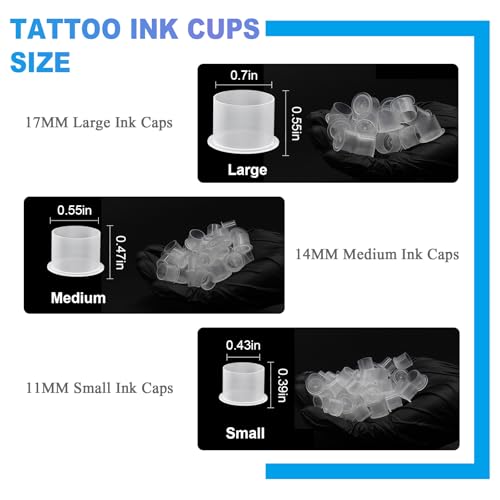 Image of Emalla 1000Pcs Medium Tattoo Ink Caps Disposable Tattoo Ink Cups with Base | #14MM Plastic Tattoo Caps Pigment Container Ink Caps Self Standing Ink Cups for Tattoo Ink Tattoo Supplies Tattoo Accessory