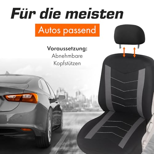 Upgrade4cars Autositzbezüge Set für die Vordersitze Grau | Auto-Schonbezüge Universal Schwarz Auto-Sitzbezug Sommer Winter | Autozubehör Innenraum | Geschenke für Frauen und Männer