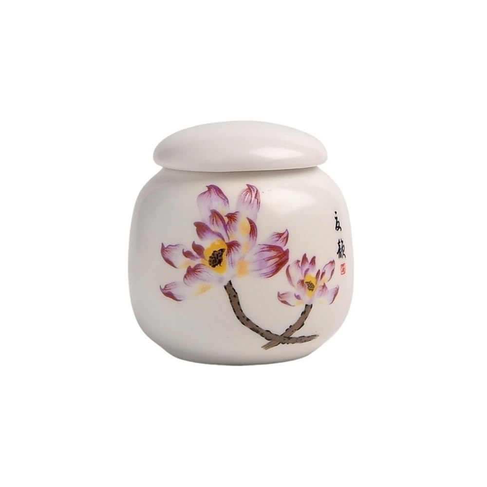 CHENGAIJIAN Tea Canister Ceramic Mini Tea Canister Jar With Airtight Lid For Tea, Coffee, Nuts, Herb, Spice, Sugar(Purple)