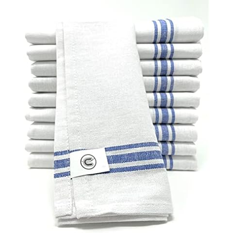 Discounted Cleaning Supplies DCS Cotton Tea Towels, Pack of 10, Long lasting quick drying and abosrbant Catering Kitchen, Restaurant, Bar Glass Cloths Large size 70x47cm Cover