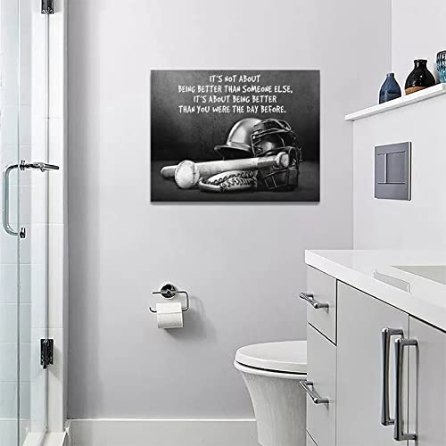 Tourrest Baseball Sports Wall Art Black And White Motivational Poster Inspirational Baseball Canvas Prints Painting Retro Sports Wall Decor For Boys Men Framed Artwork For Boy'S Room Bedroom 16 Inchx12 Inch thumb #4