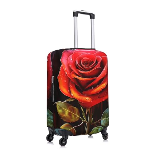 Red Rose Art Travel Luggage Cover Suitcase Protector Washable Elastic Suitcase Cover Anti-Scratch Luggage Protector X-Large Travel Suitcase Baggage Cover Fits 18-32 Inch Suitcase3