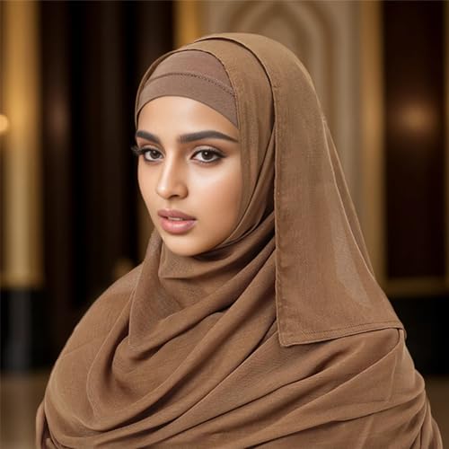 Jersey Modal Cotton Scarf Shawl with Matching Inner Undercap for Women Muslim Ramadan Hijab Turban2
