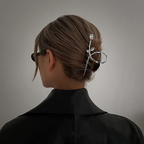 Pinza de Pelo Flor Grande para Mujer Dorada/Plata miniatura 6