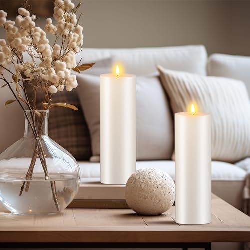 Image of Retisee 2 Pcs 4 x 12 Inch Extra Large LED Flameless Candles Battery Operated Pillar Flickering Candles with Remote and Timer for Home Patio Porch Indoor Outdoor Lanterns, Battery Not Included