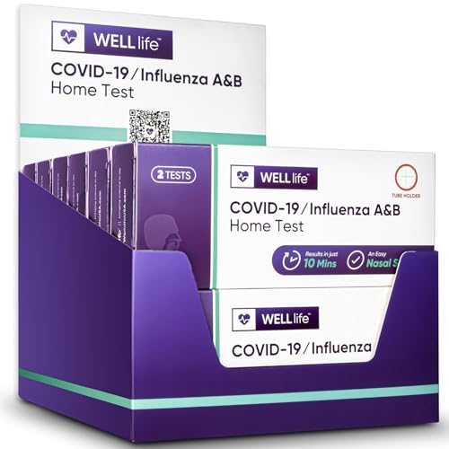 WELLlife Covid-19/Influenza A&B Home Test, Covid Home Test 24 Tests Flu Tests Bulk Covid Flu Combo Testing Kit FDA Authorized Non-invasive Swab [EXP: 02/2026 (MM-YY)]