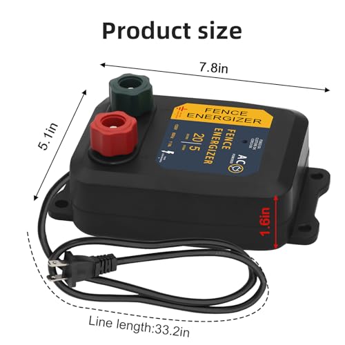 PE5 Electric Fence Energizer 0.20 Joule,20 Acres,Livestock Fence Chargers for Containing Pets and Preventing Wild Animals Intruding