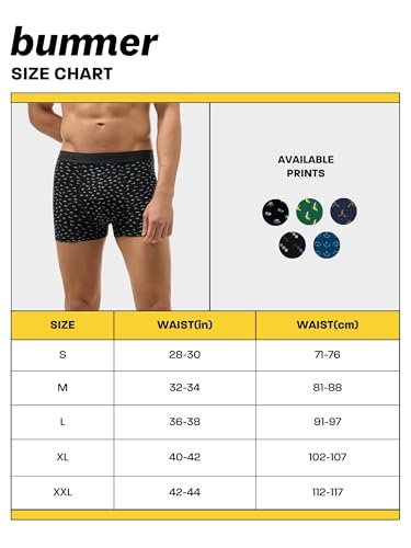 Image of Bummer Men's Premium Cotton Underwear | Fine Combed Cotton with Elastane for Stretch | Ultra Breathable Innerwear | Soft Fabric & No-Roll Waistband | Printed Trunks & Inner Combo for Men