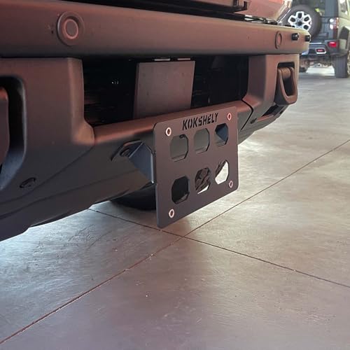 Image of Metal License Plate Compatible with 2021-2025 Ford Bronco | OEM Steel Front Bumper | Easy Installation | No Drilling Required| Keeps Grille Open