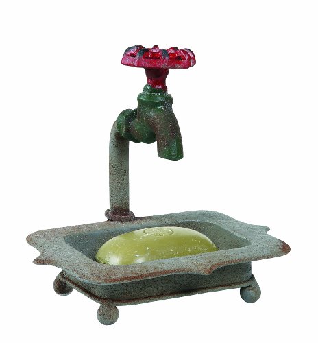 Creative Co-Op DE1895 Rustic Metal Soap Dish with Faucet