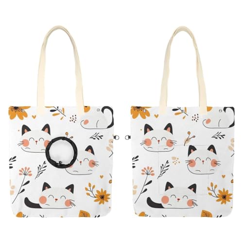 Sac de transport pour chat en toile à motif mignon de fleur - 2