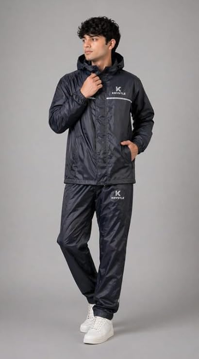 Image of Krystle Women's Waterproof Rain Suit Set - Jacket & Pants | Windproof & Lightweight (Blue,Medium)