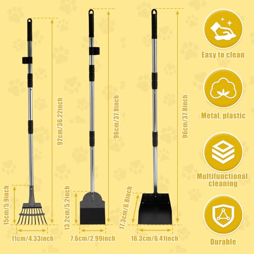 3 Pcs Pooper Scooper Metal Tray Rake and Spade Set with Long Handle Sturdy Dog Pooper Scooper Multifunctional Poop Scoop for Pet Waste Removal on Grass Dirt and Gravel  Cucciolini Doodles 3 pcs pooper scooper metal tray rake and spade set with long handle sturdy dog pooper scooper multifunctional poop scoop for pet waste removal on grass dirt and gravel   cucciolini doodles