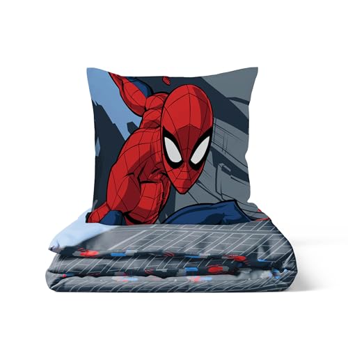 Jay Franco Marvel Spiderman Bettwäsche-Set – Superweiche Kinder-Bettwäsche mit Kissenbezug, NUR BETTBEZUG (Füllung Nicht enthalten), Dunkelblau, 2-teilig Einzelbett