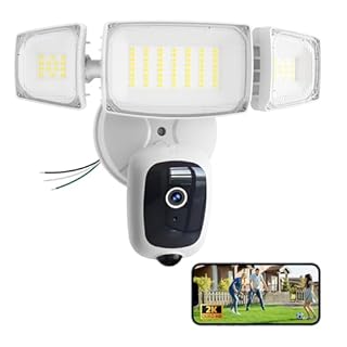 Olafus Floodlight Camera Outdoor – 2K QHD Security Cam with Motion-Activated Flood Lights, Custom Detection Zones, Color Night Vision, 2-Way Talk & 55W Dimmable Lighting White