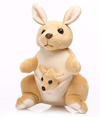 Pearl World Kangaroo Mother with Baby Stuffed Soft Plush Toy for Kids/Adorable Gift for Kids Birthday 25 cm