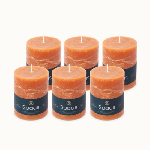 Velas rústicas Spaas cilíndricas color naranja sin aroma de 80x110 milímetros