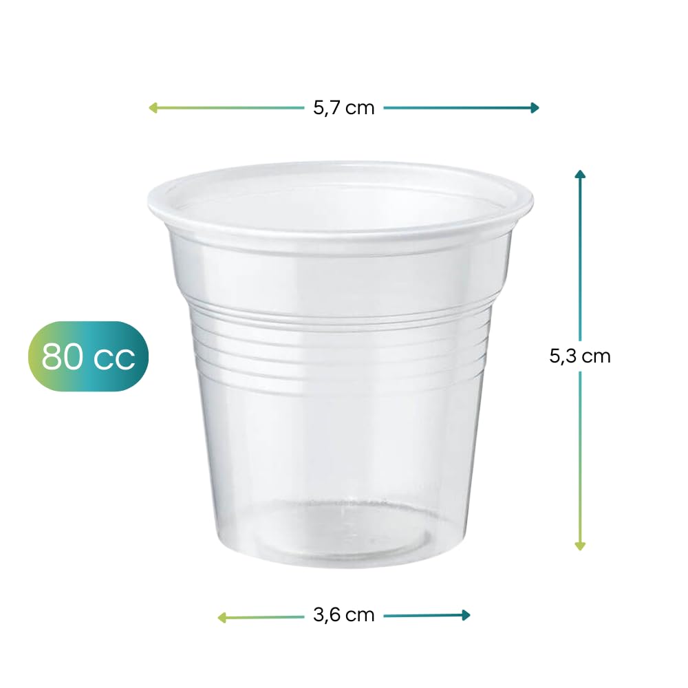 Palucart 1000 Bicchierini Caffe Plastica Bicchiere di Colore Trasparente 80cc bicchieri Bar macchinetta del caffè